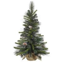 Vickerman 1' x 9" Artificial White Glitter Mixed Pine with Frosted Cones