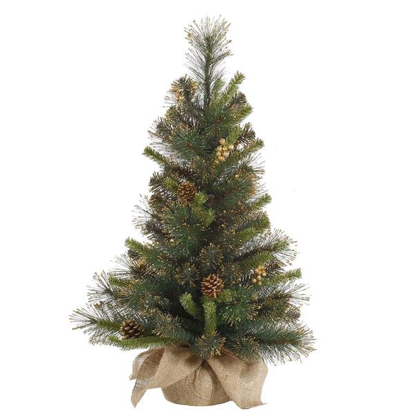1' x 9" Artificial Gold Glitter Mixed Pine with Pine Cones