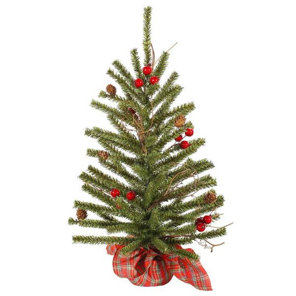 2' x 14" Artificial Country Pine with Red Berries and Pine Cones