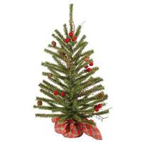 Vickerman 2' x 14" Artificial Country Pine with Red Berries and Pine Cones