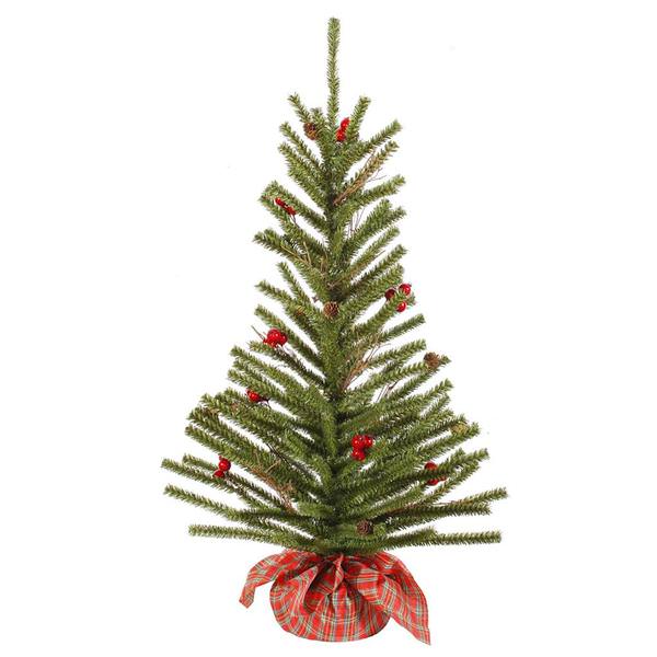 3' x 22" Artificial Country Pine with Red Berries and Pine Cones