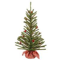 Vickerman 3' x 22" Artificial Country Pine with Red Berries and Pine Cones