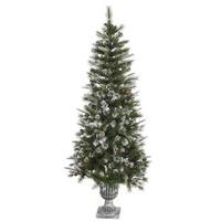 Vickerman 6.5' x 32" Artificial Flocked Tip Mixed Pine with Pine Cones