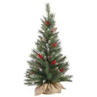 Vickerman 3' x 18" Artificial Frosted Tip Mixed with Red Berries and Pine Cones