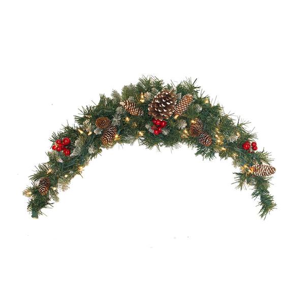 30" Artificial Frosted Tip Berry Swag with Berries and Pine Cones