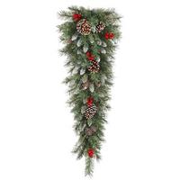 Vickerman 36" Artificial Frosted Tip Mixed Pine Teardrop 35 Clear Lights with Red Berries