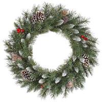 Vickerman 24" Artificial Frosted Mixed Pine with White Tip Cones and Red Berries