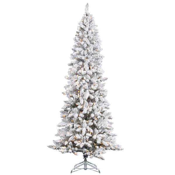 6' x 30" Artificial Heavy Flocked Pencil Pine 250 Clear Lights