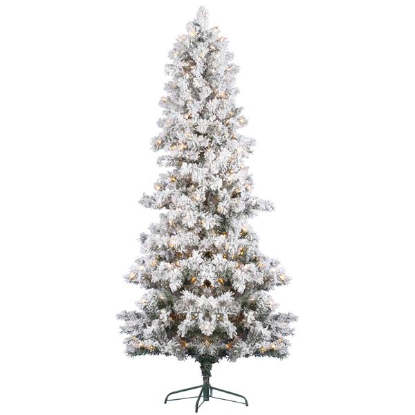6' x 38" Artificial Heavy Flocked Pine 300 Clear Lights