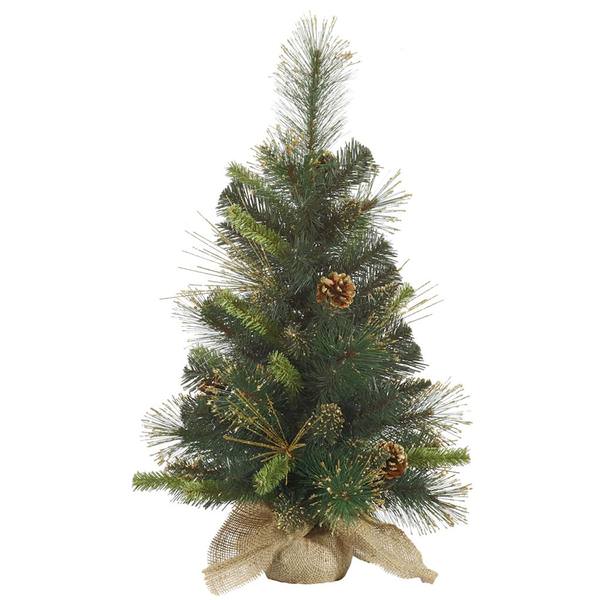 2' x 12" Artificial Gold Glitter Mixed Pine with Gold Tip Pine Cones