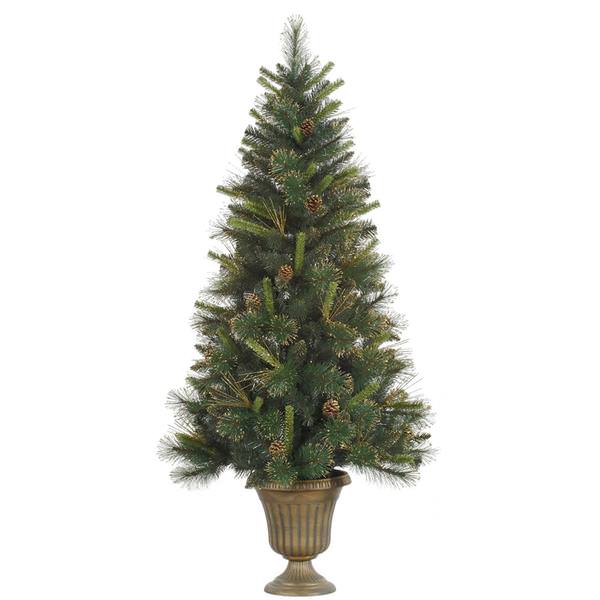 5' x 28" Artificial Gold Glitter Tip Mixed Pine with Pine Cones