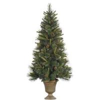 Vickerman 5' x 28" Artificial Gold Glitter Tip Mixed Pine with Pine Cones