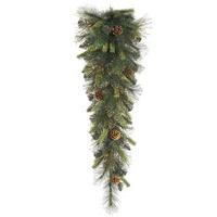 Vickerman 36" Artificial Antique Gold Glitter Tip Mixed Pine Teardrop 35 Clear Lights with Cones