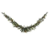 Vickerman 6' Artificial Antique Gold Glitter Tip Mixed Pine Swag Garland 35 Clear Lights with Cones