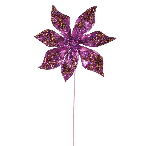 21" Purple Beaded Poinsettia Stem
