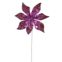 Vickerman 21" Purple Beaded Poinsettia Stem