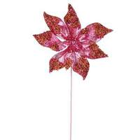 Vickerman 21" Fuchsia Beaded Poinsettia Stem