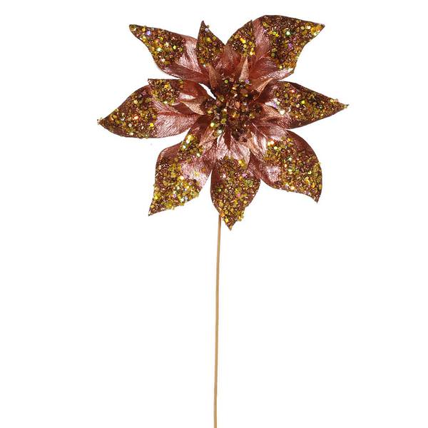 21" Chocolate Beaded Poinsettia Stem