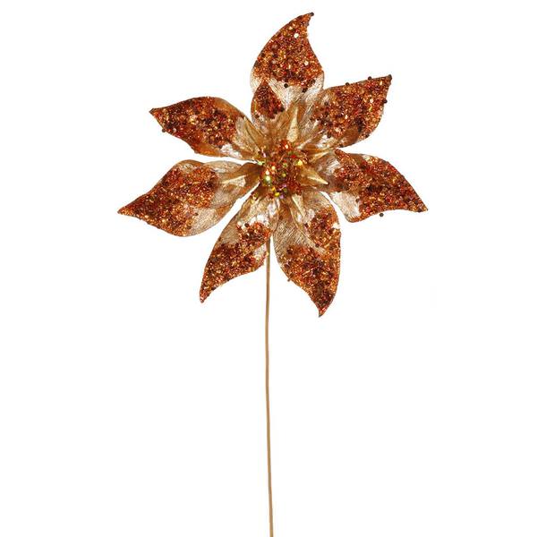 21" Copper Beaded Poinsettia Stem