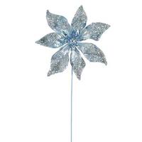 Vickerman 21" Light Blue Beaded Poinsettia Stem