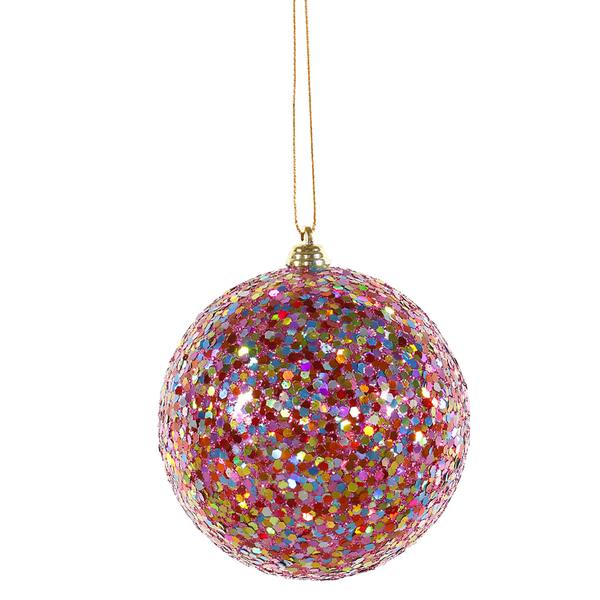 4" Multi-Color Sequin-Glitter Ball Ornament