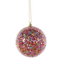 Vickerman 4" Multi-Color Sequin-Glitter Ball Ornament