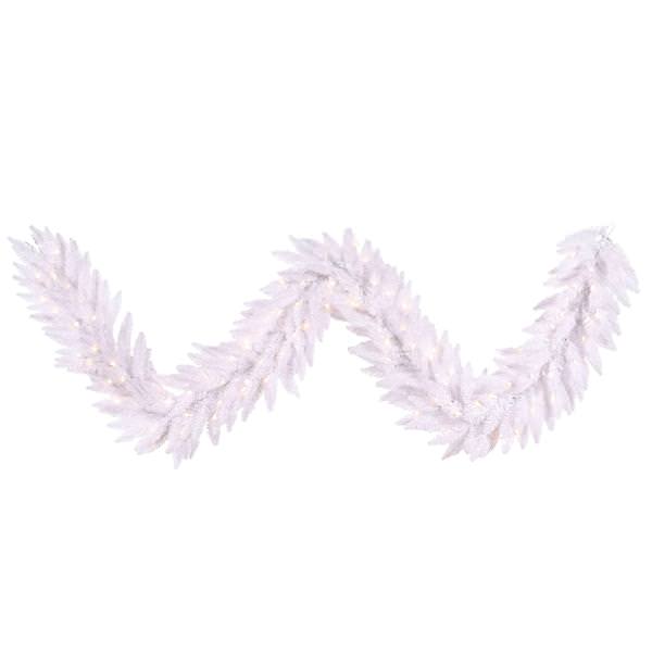 9' x 14" Artificial White Fir Garland 100 Clear Lights