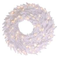 Vickerman 24" Artificial White Fir Wreath 50 Clear Lights
