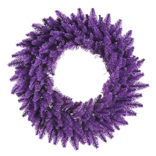 24" Artificial Purple Wreath 50 Purple Miniature Lights