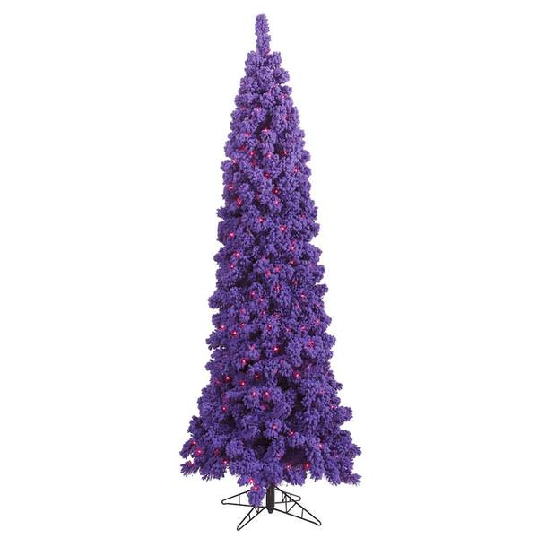4.5' x 19" Flocked Purple Pine 100 Purple Miniature Lights