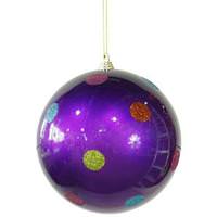 View 5.5" Purple Candy Polka Dot Ball Ornament