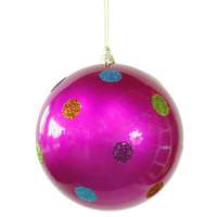 View 5.5" Cerise Candy Polka Dot Ball Ornament