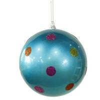 Vickerman 5.5" Turquoise Candy Polka Dot Ball Ornament