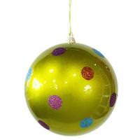 View 5.5" Lime Candy Polka Dot Ball Ornament
