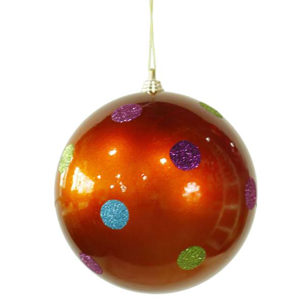 5.5" Orange Candy Polka Dot Ball Ornament