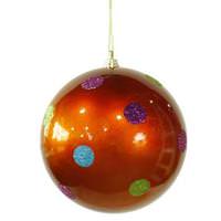 View 5.5" Orange Candy Polka Dot Ball Ornament
