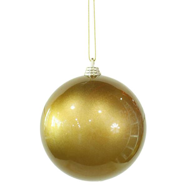 4" Antique Gold Candy Finish Ball Ornament (4 pack)