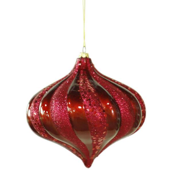 6" Burgundy Swirl Candy Glitter Onion Ornament