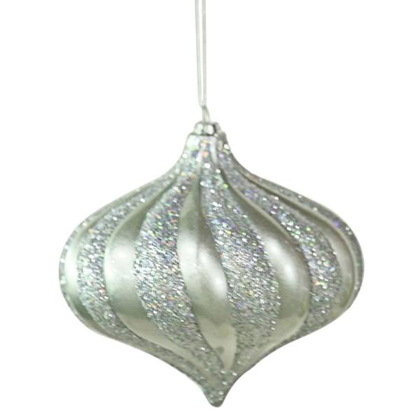 6" Silver Swirl Candy Glitter Onion Ornament