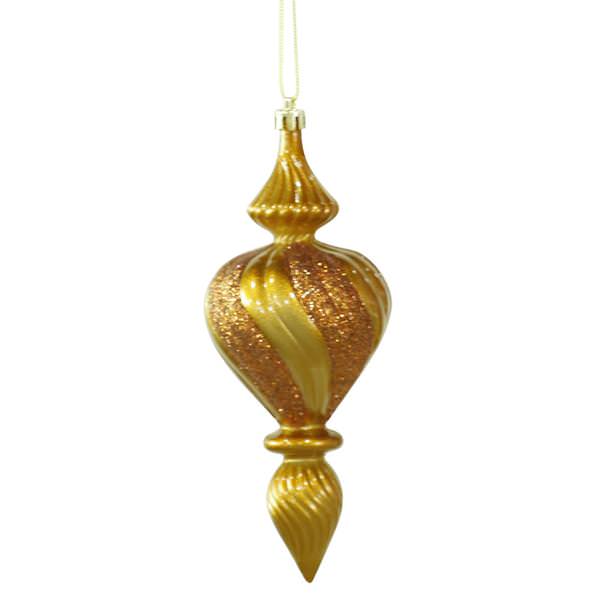 7" Antique Gold Candy Finish Finial Ornament (3 pack)