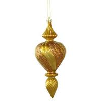 Vickerman 7" Antique Gold Candy Finish Finial Ornament (3 pack)