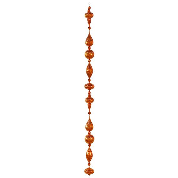6' Burnished Orange Shiny Glitter Ornament Drop