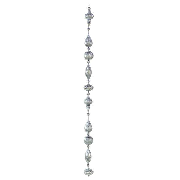 6' Pewter Shiny Glitter Ornament Drop