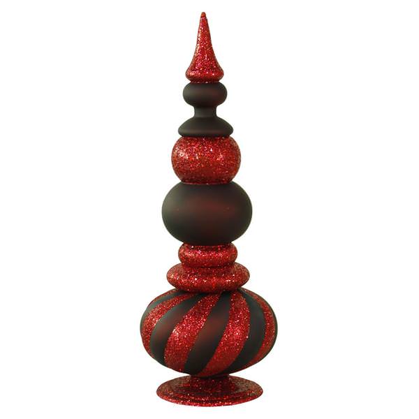 32" Burgundy Matte Glitter Finial Tree Ornament