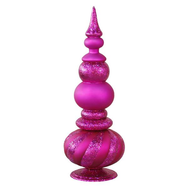 32" Cerise Matte Glitter Finial Tree Ornament