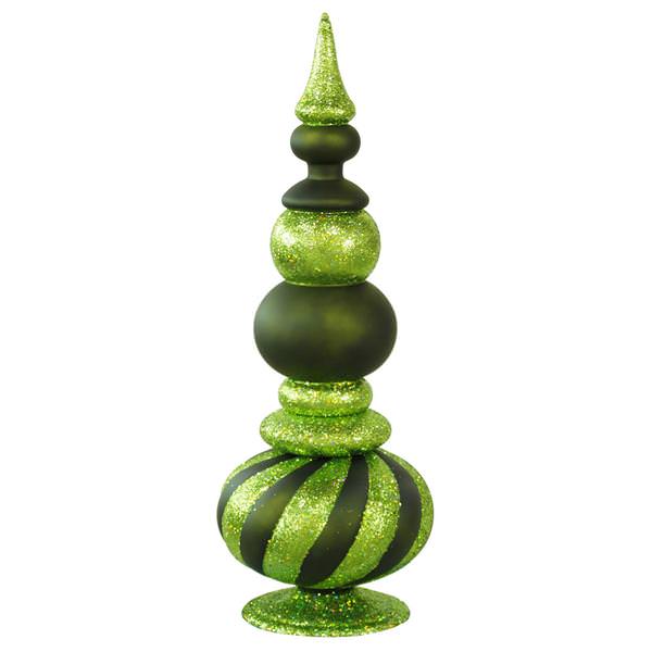 32" Dark Olive Matte Glitter Finial Tree Ornament