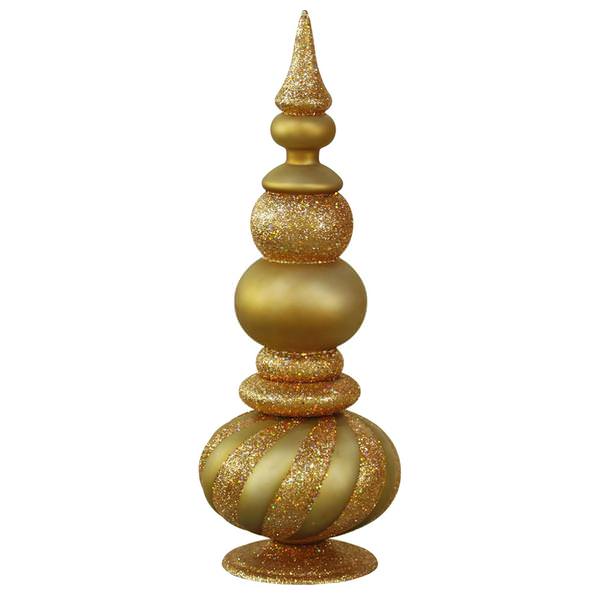 32" Antique Gold Matte Glitter Finial Tree Ornament