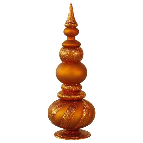 32" Burnished Orange Matte Glitter Finial Tree Ornament