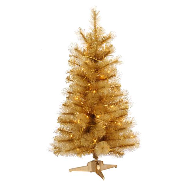2' x 14" Gold Glitter Cashmere Pine 35 Clear Lights
