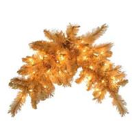Vickerman 36" Artificial Gold Glitter Cashmere Swag 50 Clear Miniature Lights